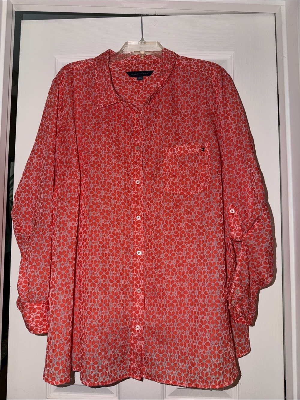 Tommy Hilfiger Coral and White Floral Shirt